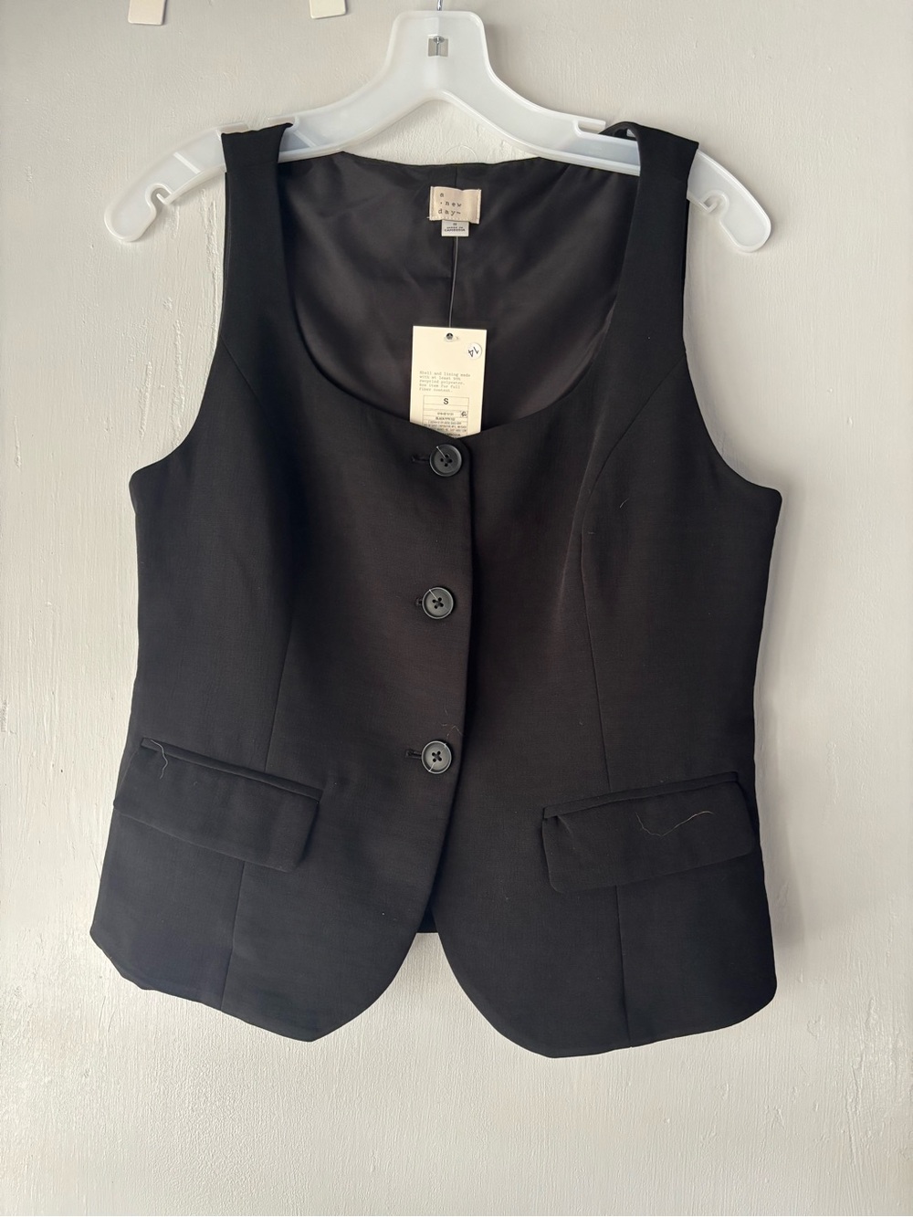 A NEW DAY Black Button Front Vest Women's Size S